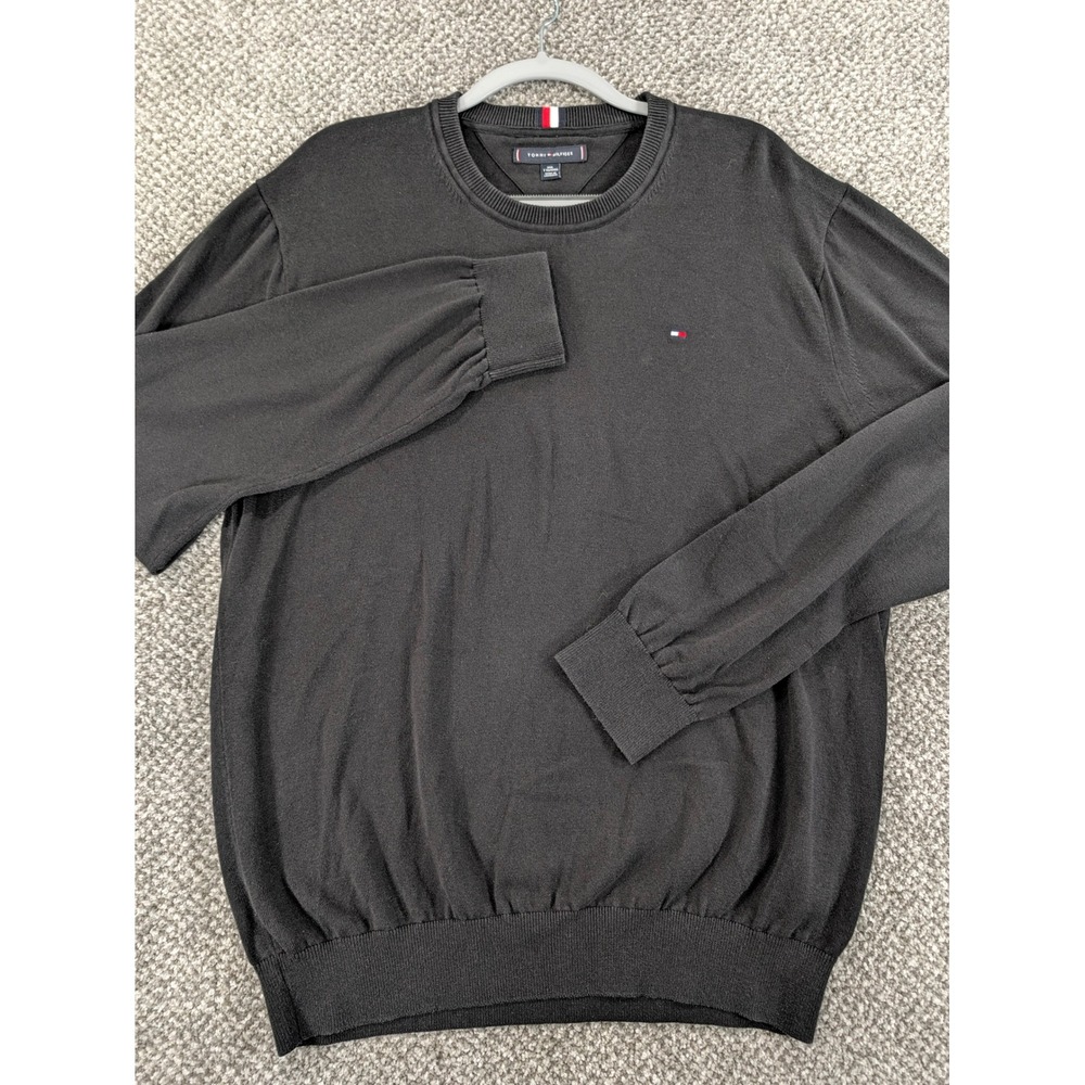 Tommy Hilfiger Mens XXL Black Cotton Crew Neck Pullover Sweater S047-0002